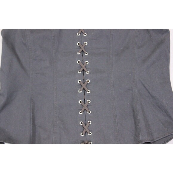 HARLEY DAVIDSON  Y2K Black Vest Biker Corset Lace Up Back  Women Stretch 1W - Picture 2 of 12